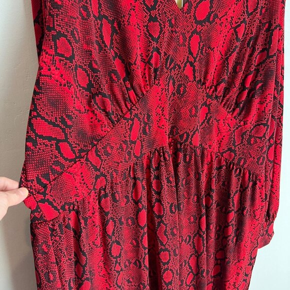 Michael Michael Kors Womens Snakeskin V-Neck Minidress Sz 3X Red Crimson - Picture 4 of 9